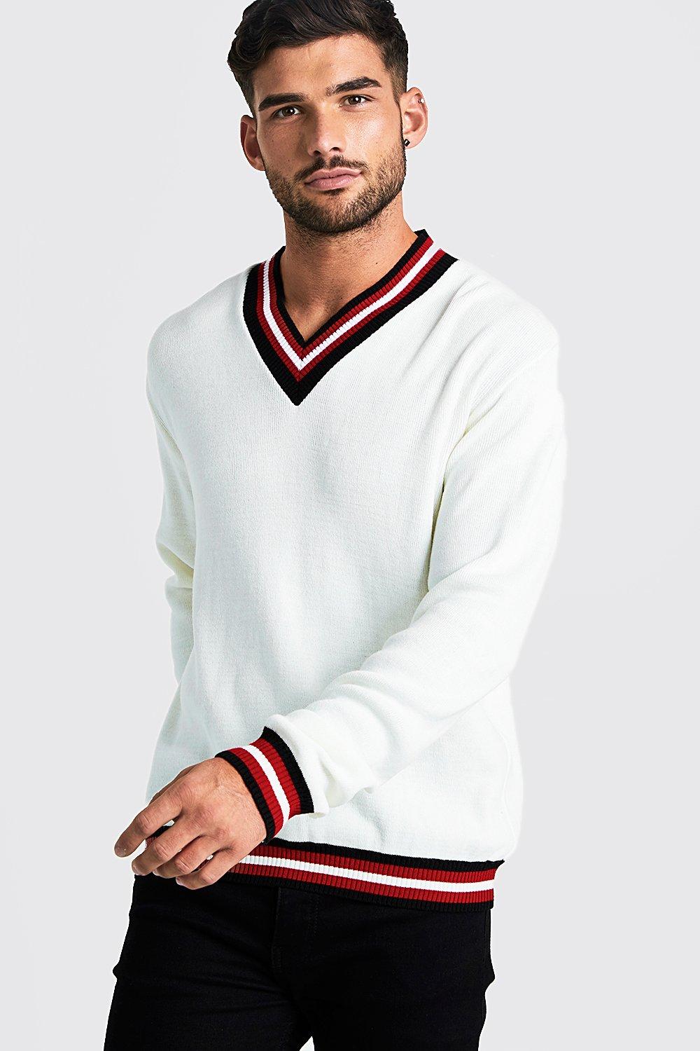 men's v neck varsity sweater