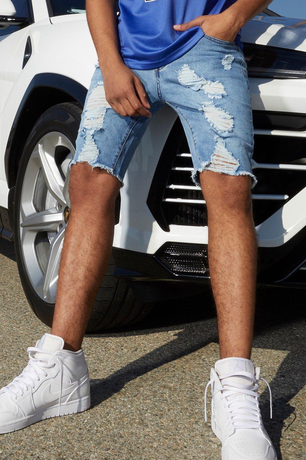 slim fit jean shorts