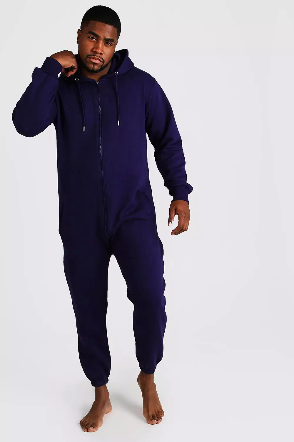 Big Tall Zip Through Hooded Onesie boohooMAN USA