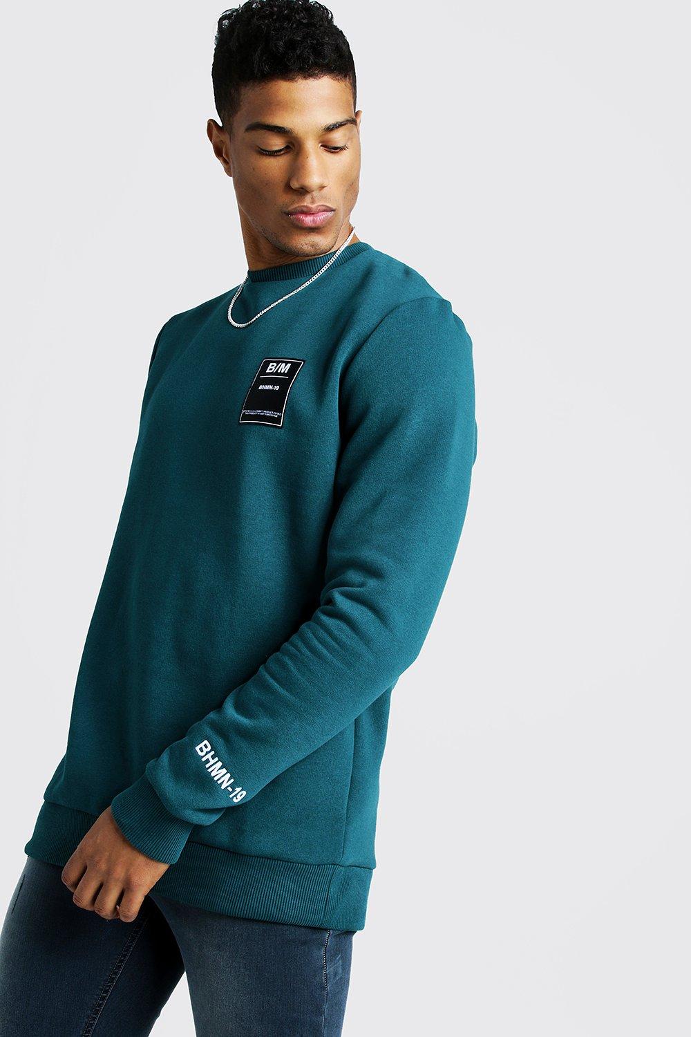 teal crew neck sweatshirt