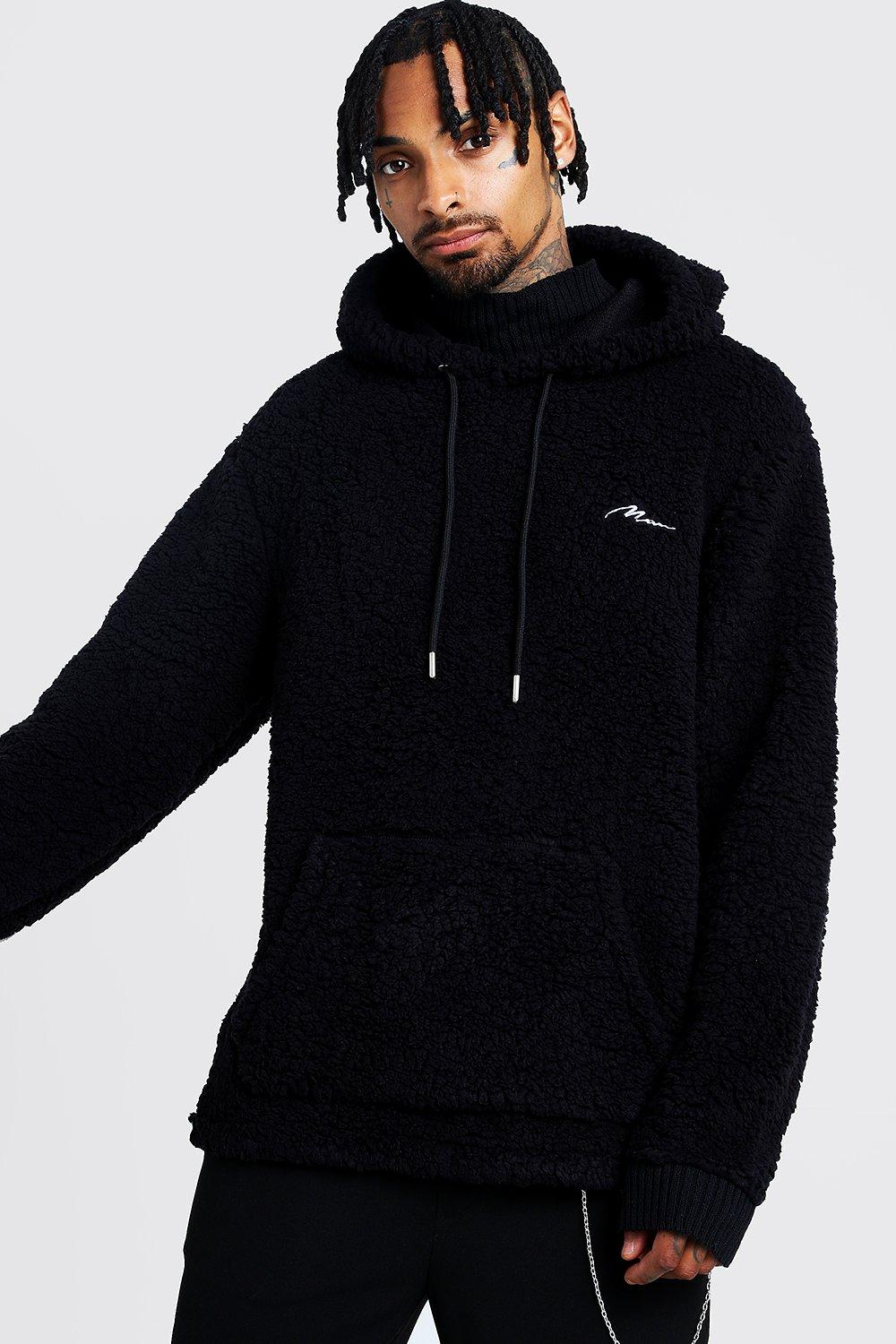 black funnel neck sweatshirt