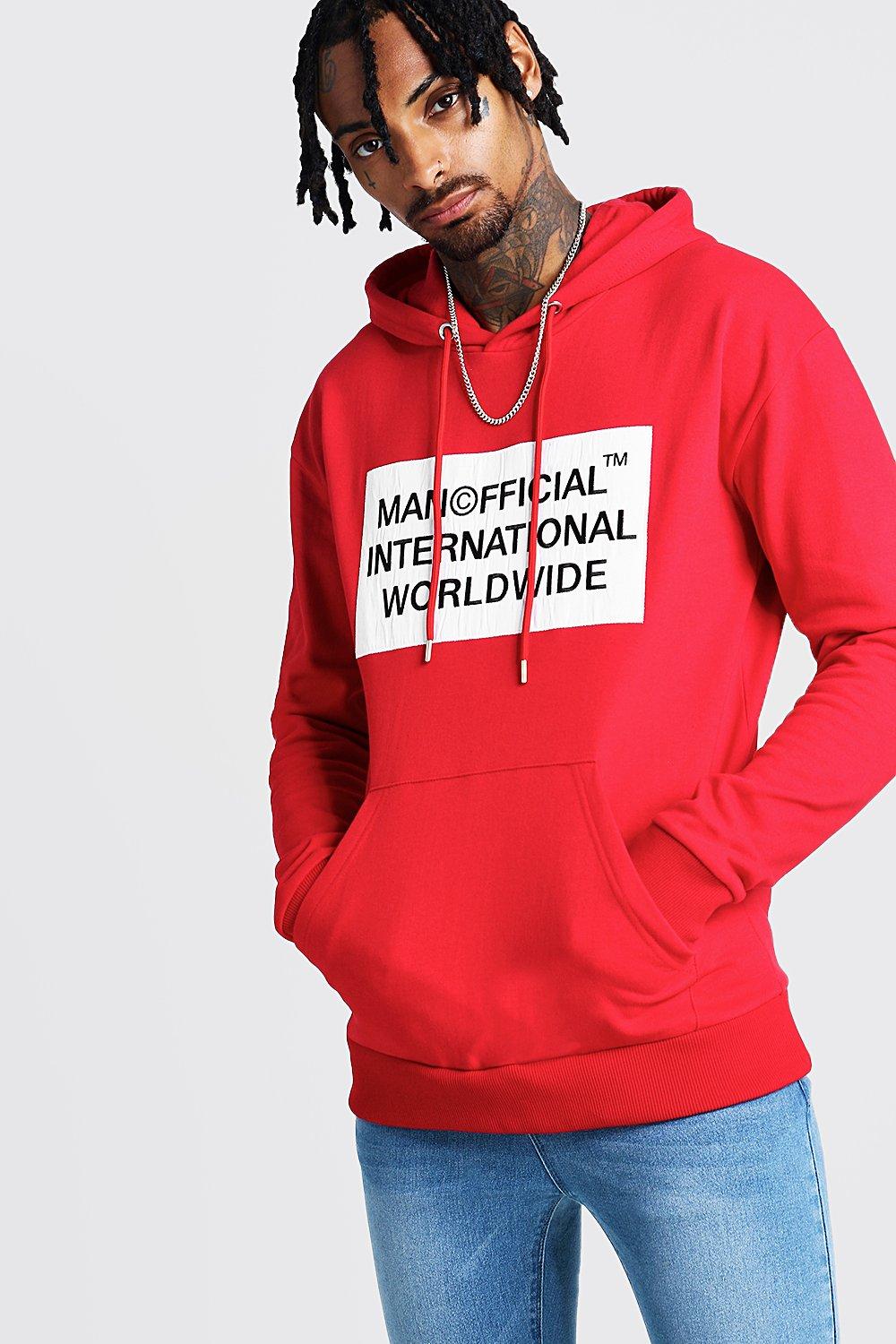 boohooman red hoodie