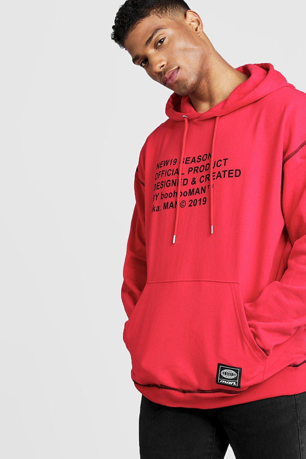 red oversized hoodie