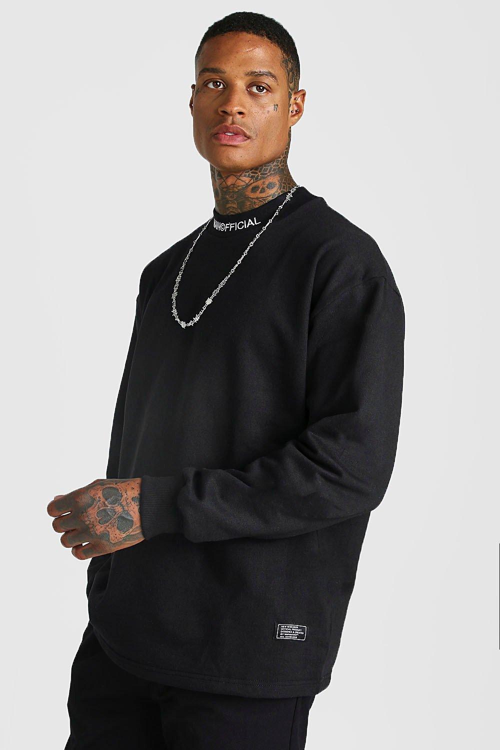 black oversized crew neck sweatshirt