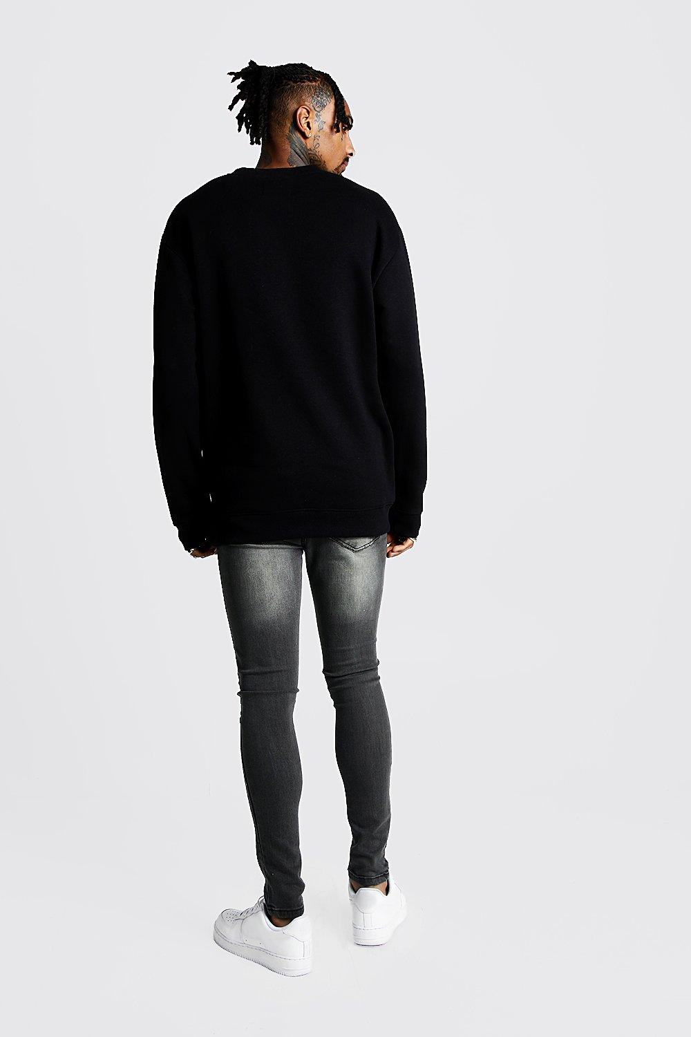 longline crew neck sweatshirt