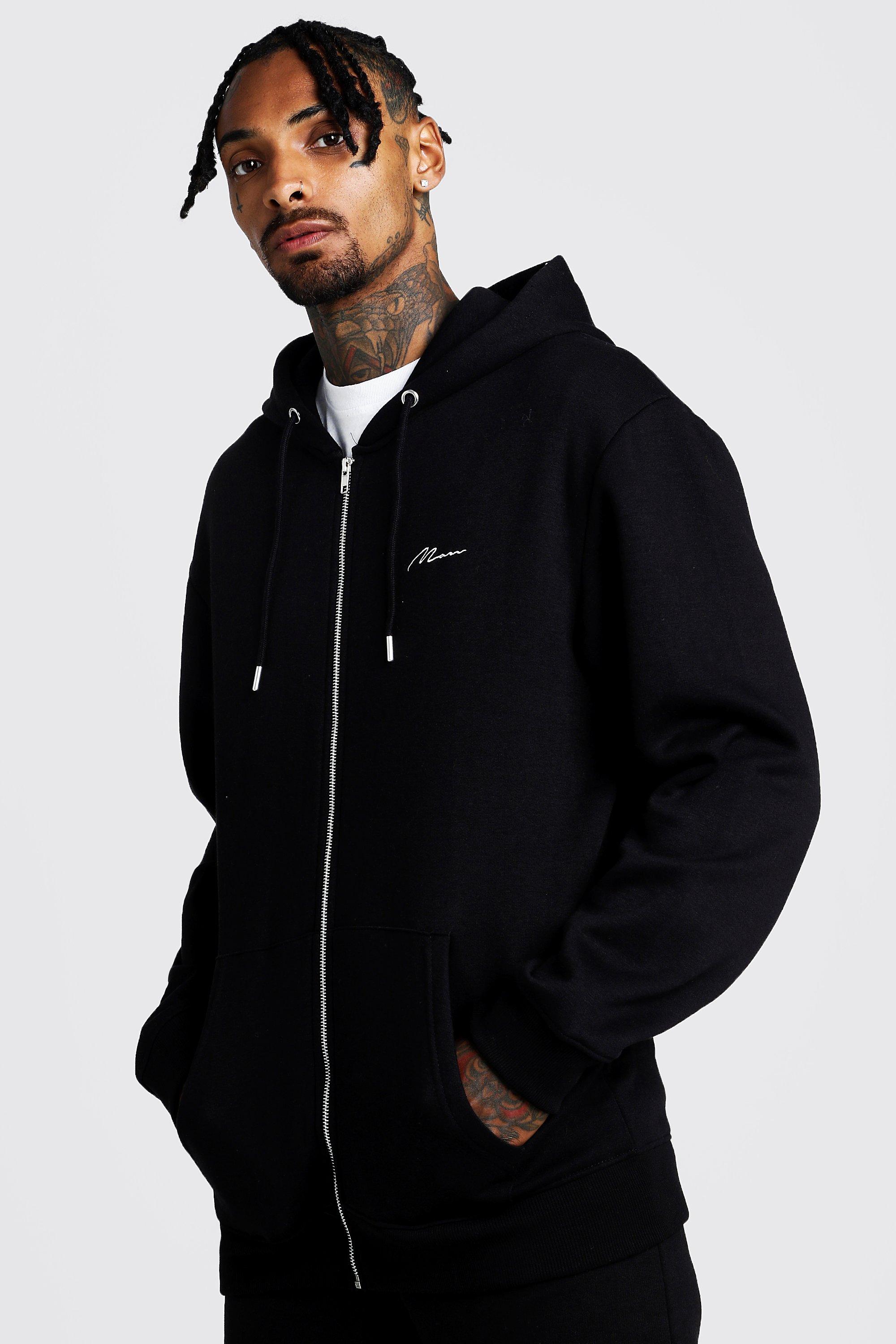 mens longline zip hoodie