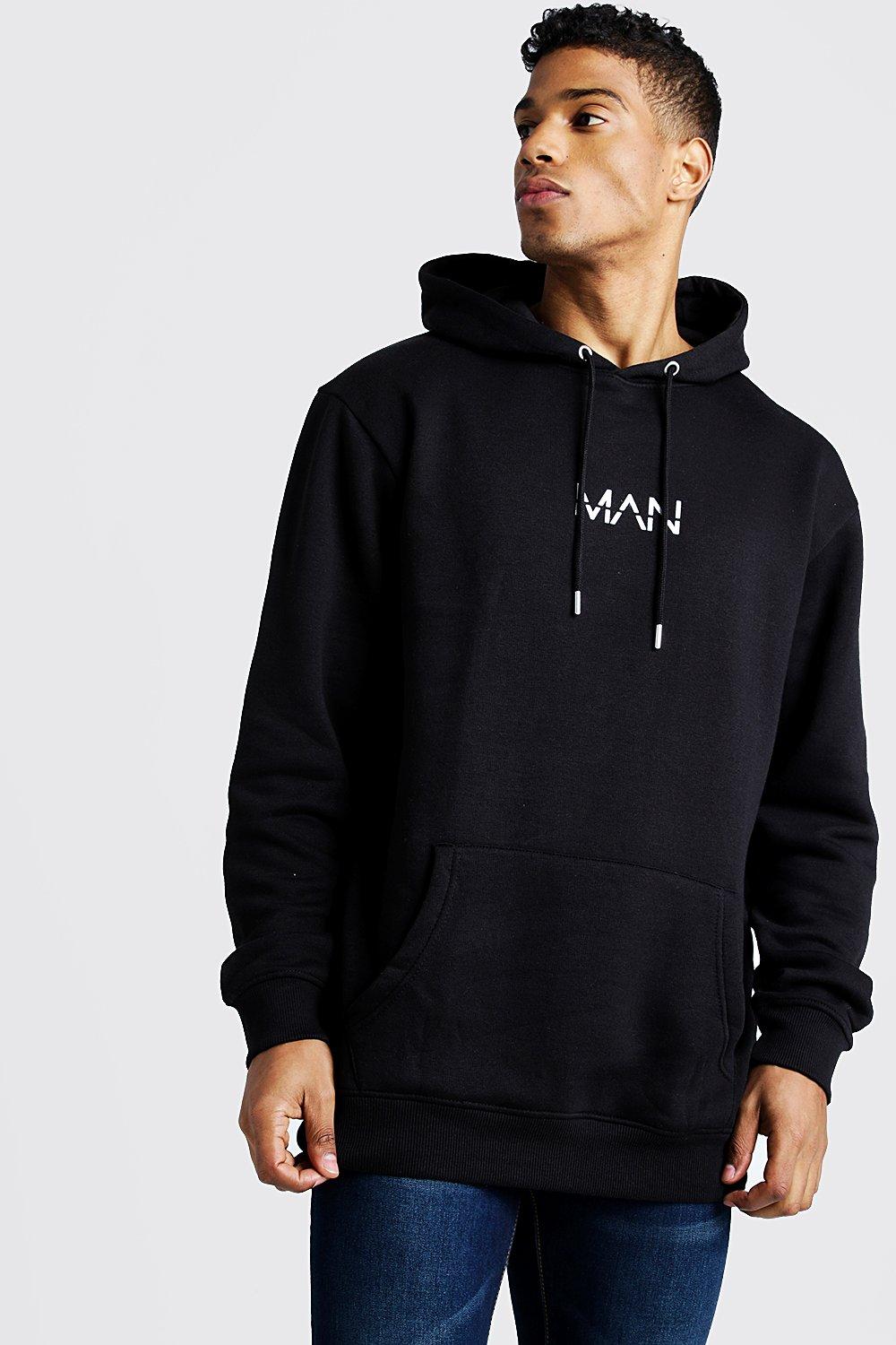 boohoo man black hoodie