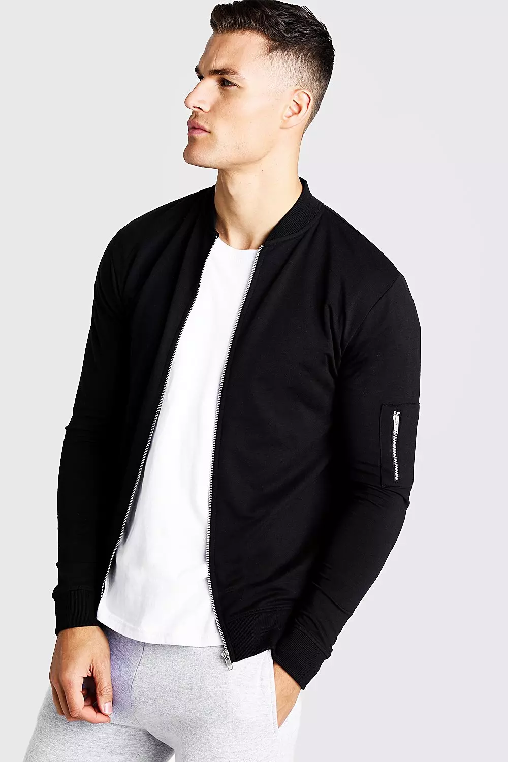 Muscle fit bomber jacket new arrivals