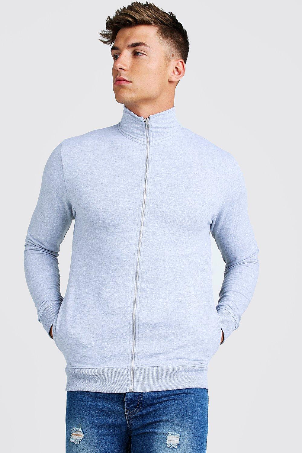 mens funnel neck zip through sweatshirt