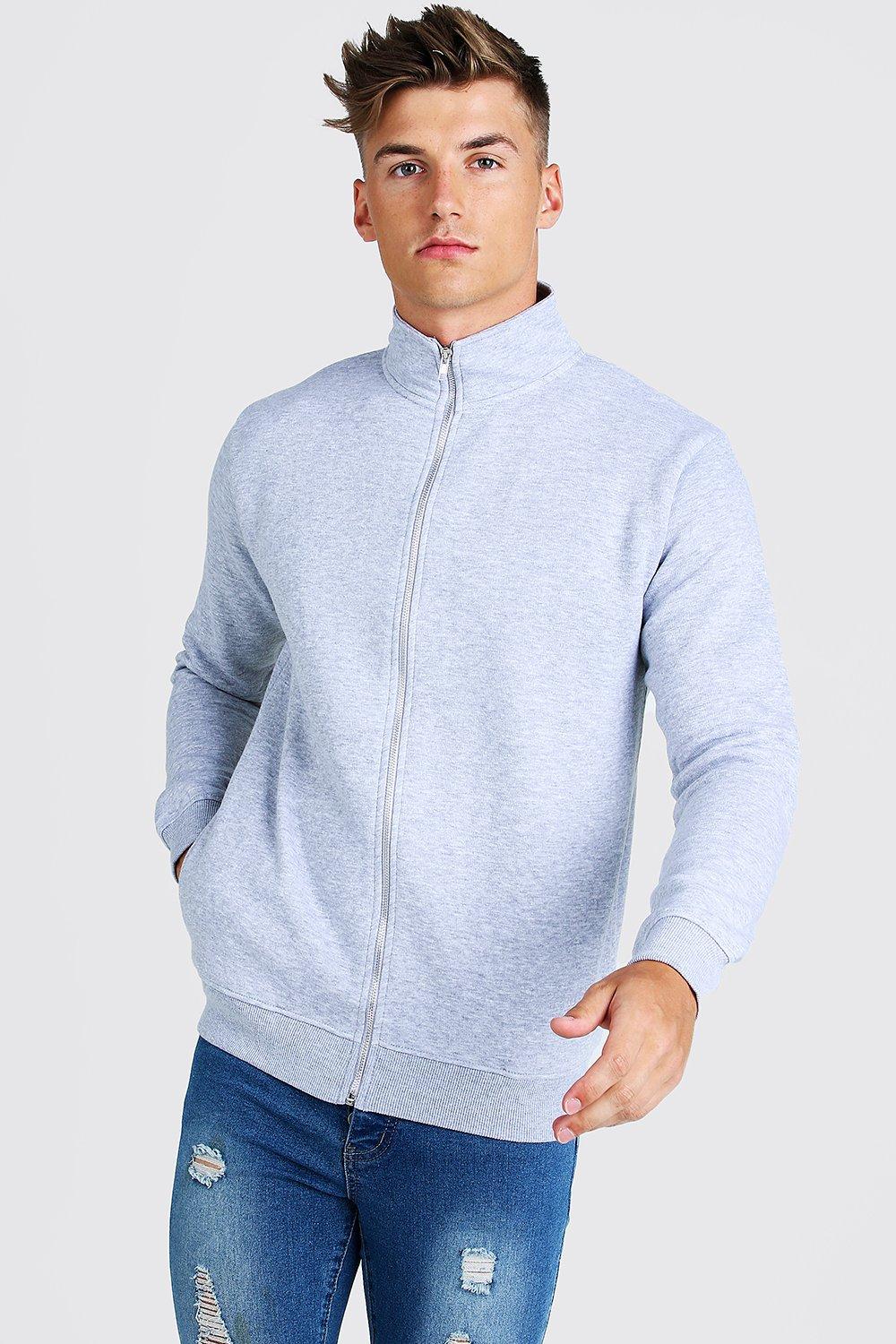 mens funnel neck zip through sweatshirt