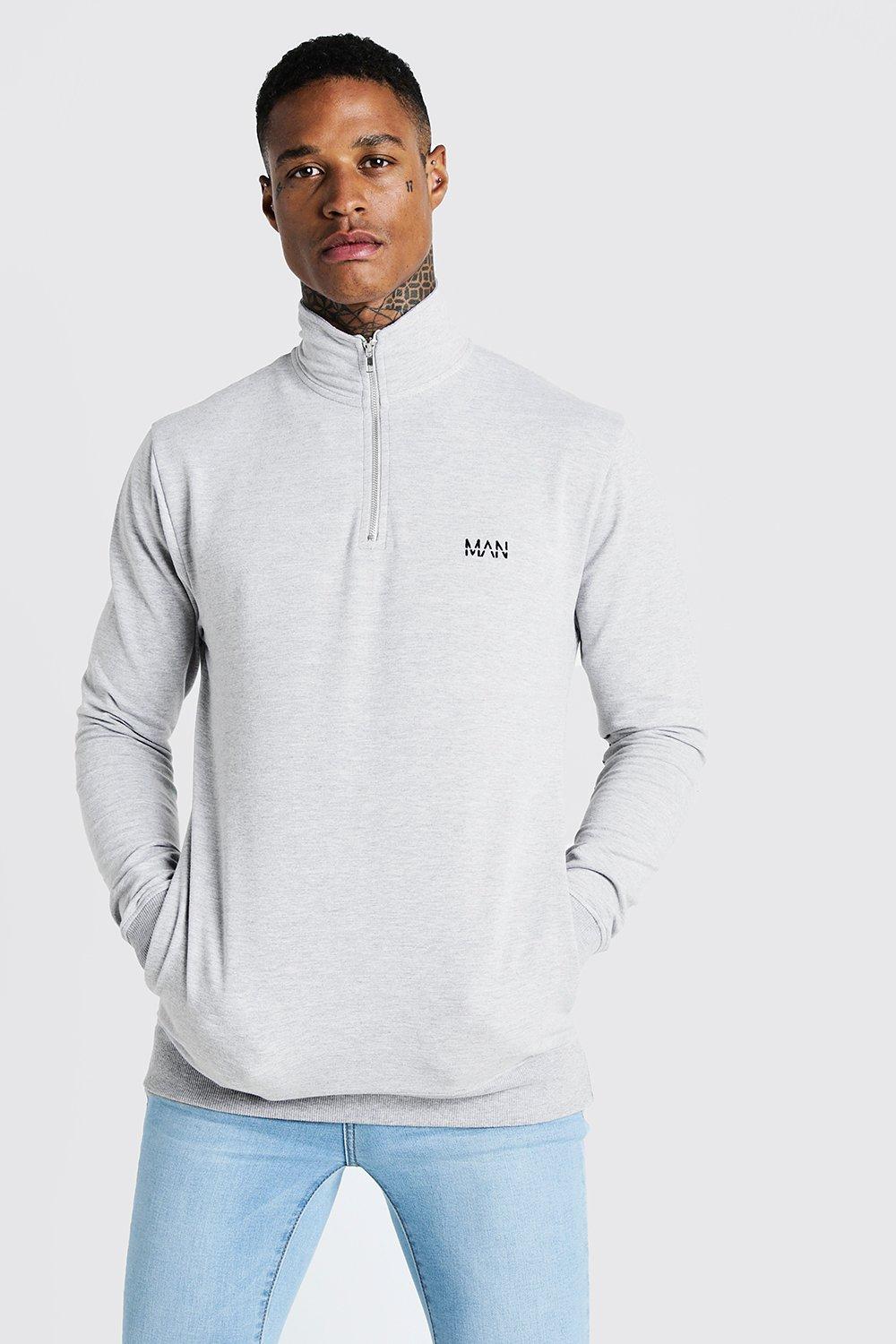 

Оригинальная обтягивающая толстовка MAN на молнии 3/4 с воротом-трубой, Grey