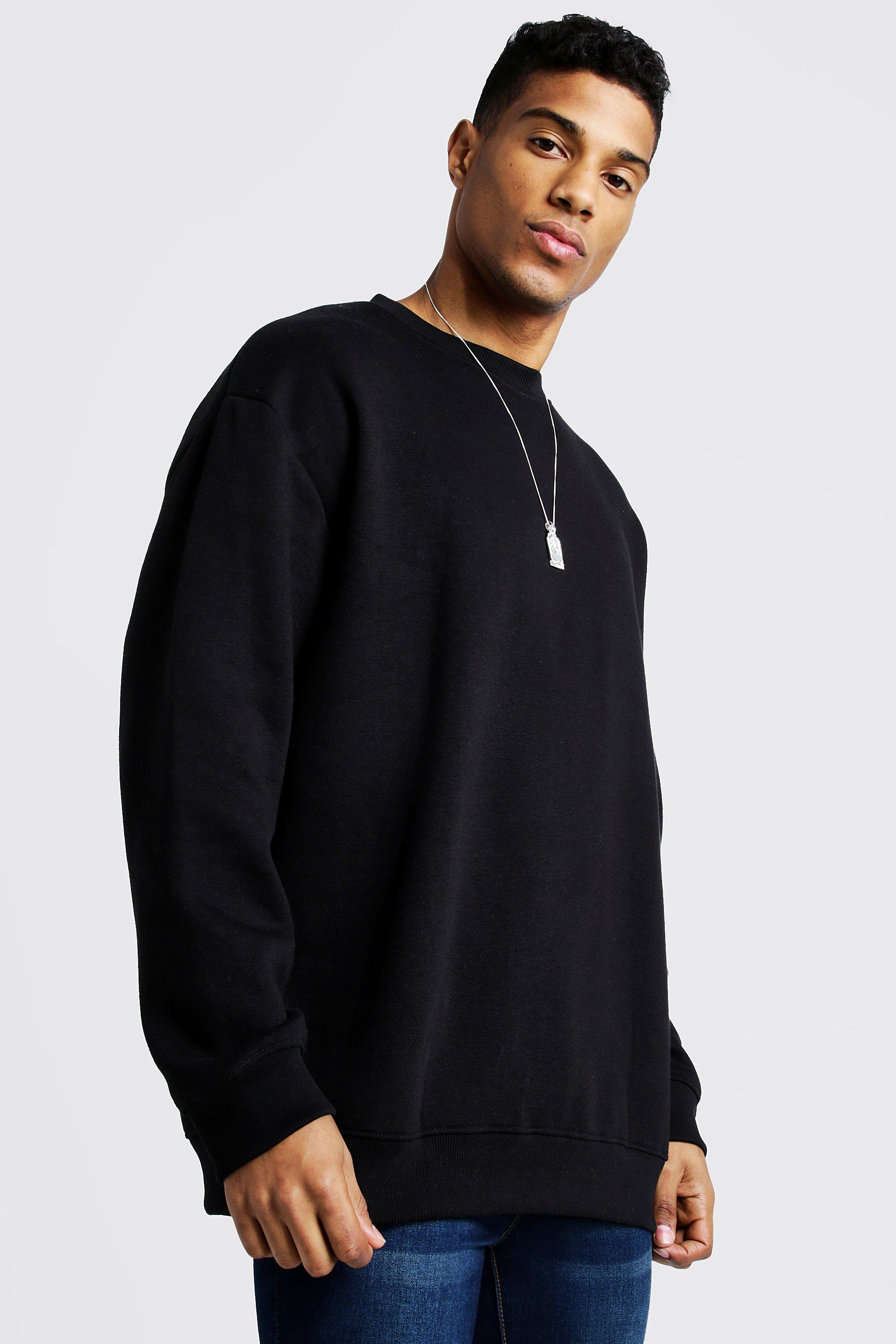 oversized black crew neck