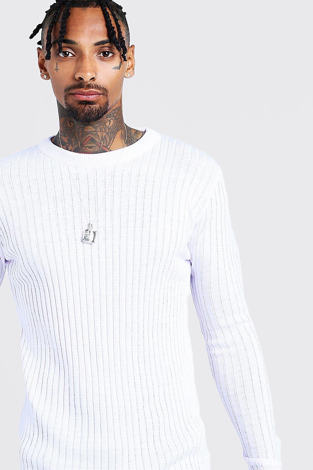 white muscle fit jumper