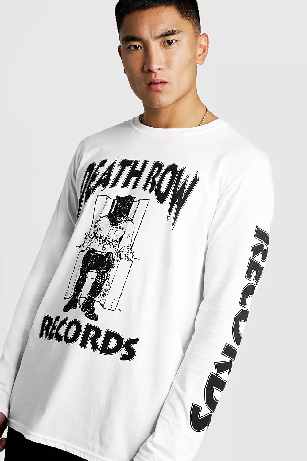 Death Row Records Long Sleeve T Shirt boohooMAN USA