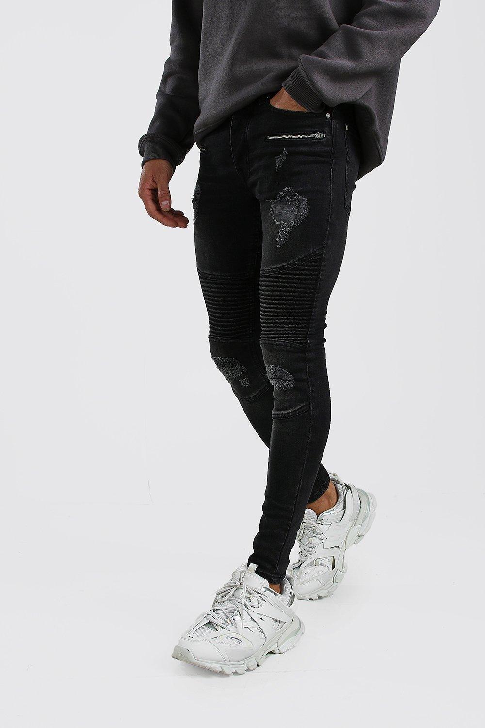 skinny biker jeans with zippers