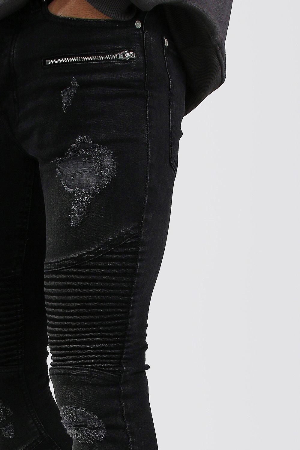cheap black biker jeans