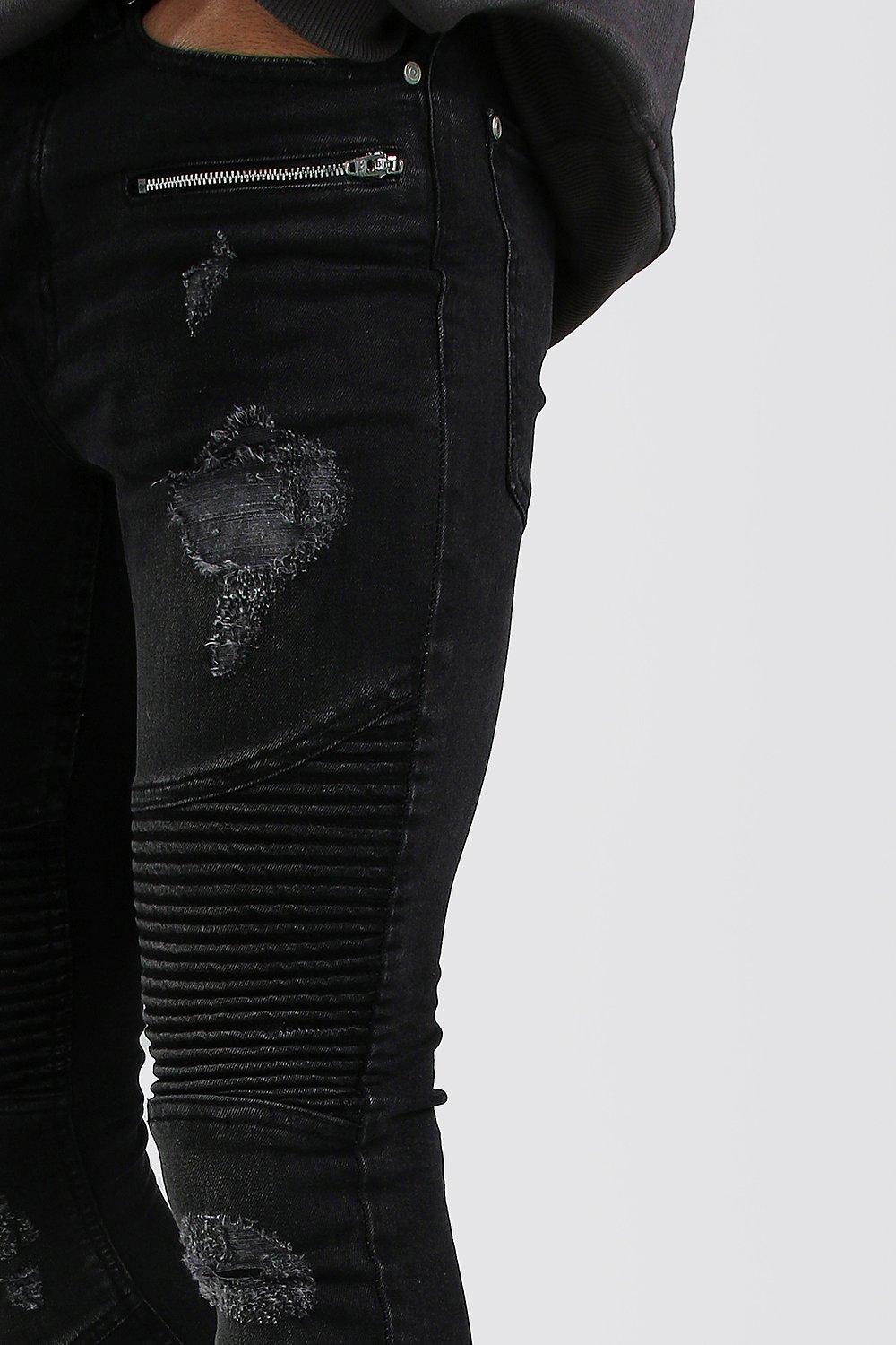 black biker skinny jeans mens
