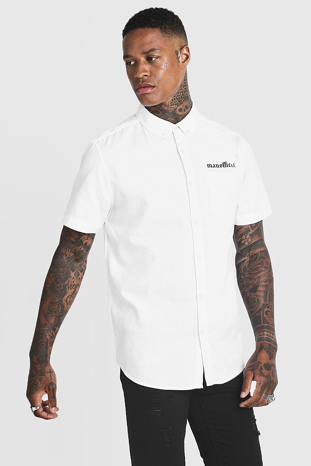 

Свободная рубашка MAN из крепа с коротким рукавом, White