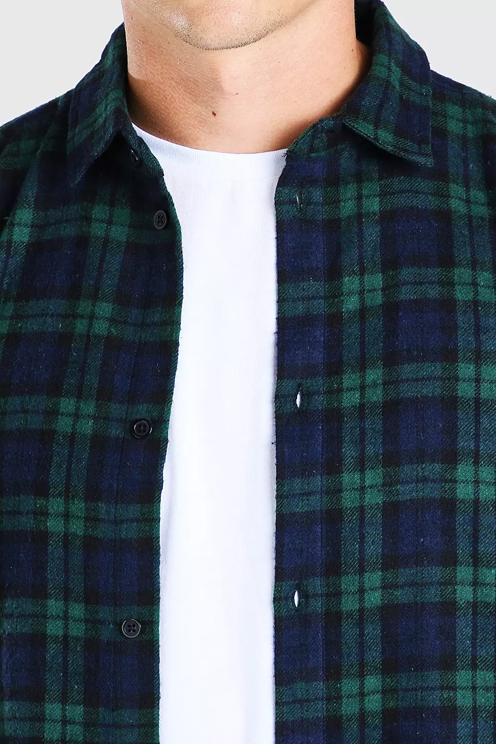 Men's Green Flannel Checked Shirt - Long Sleeves