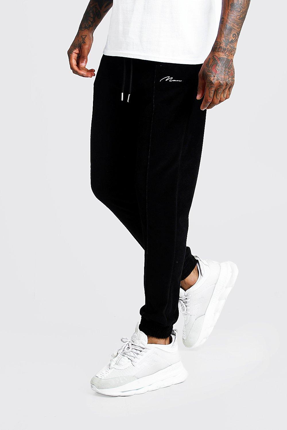 black velour joggers mens