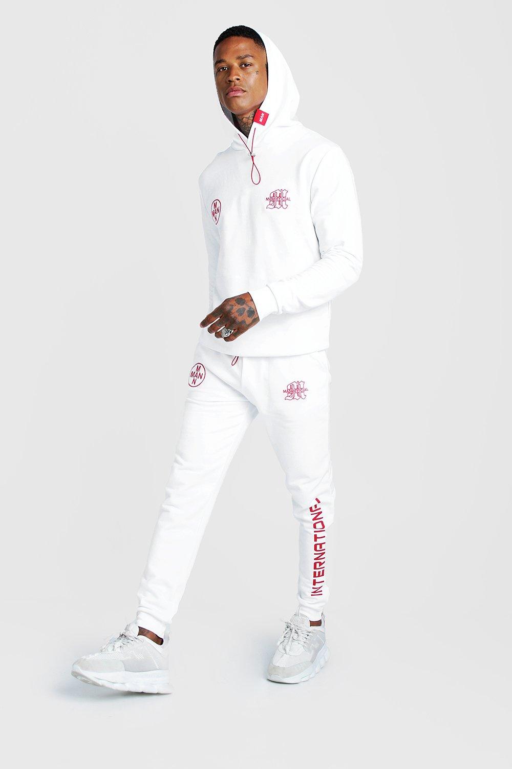 

Спортивный костюм с вышивкой M и капюшоном, White