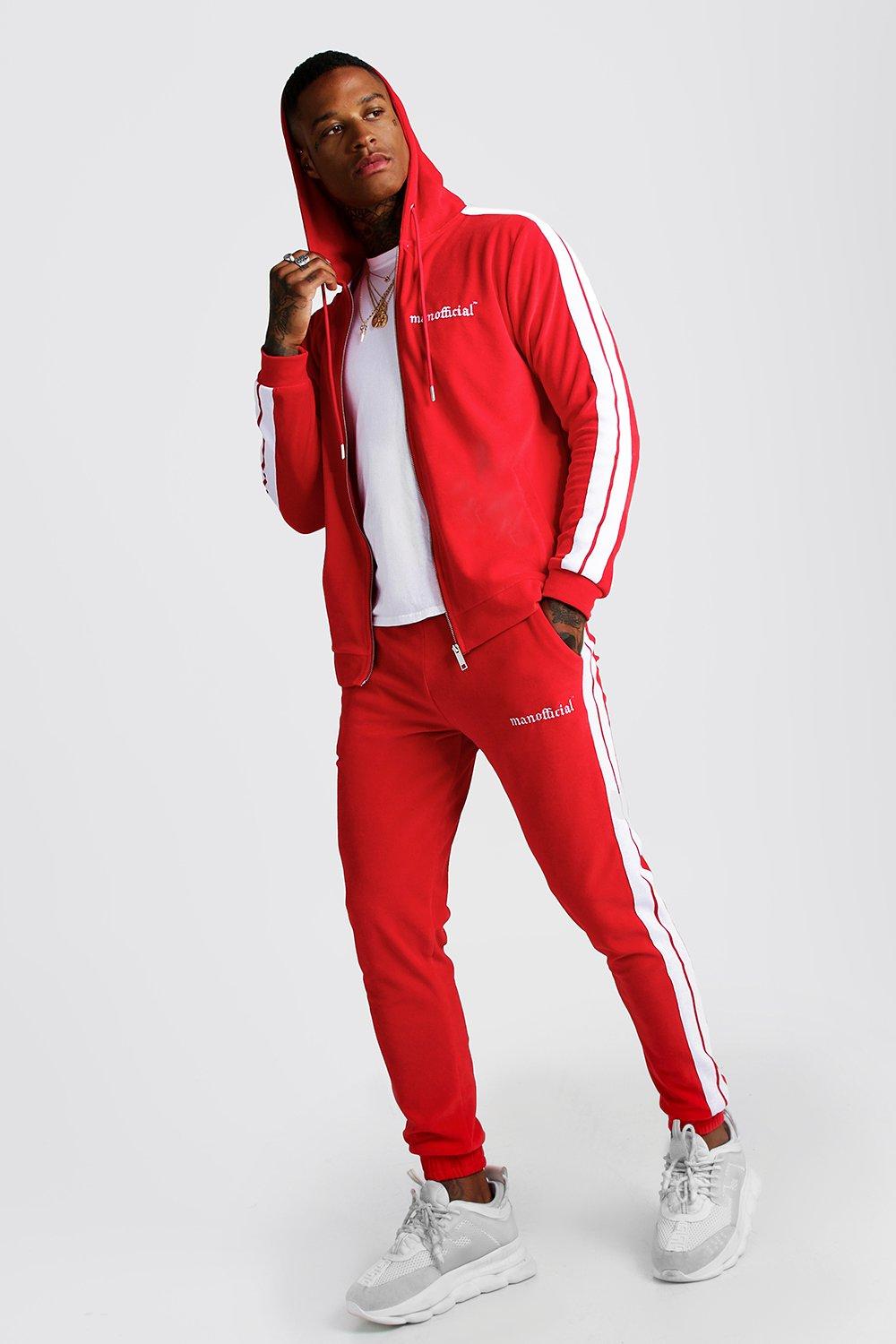 boohoo red tracksuit