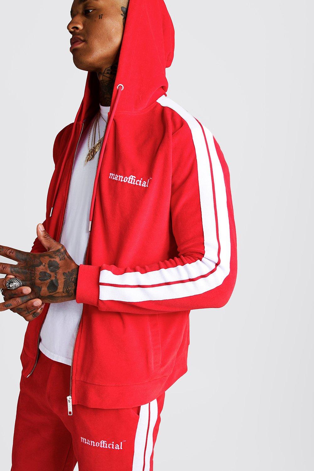 red velour tracksuit