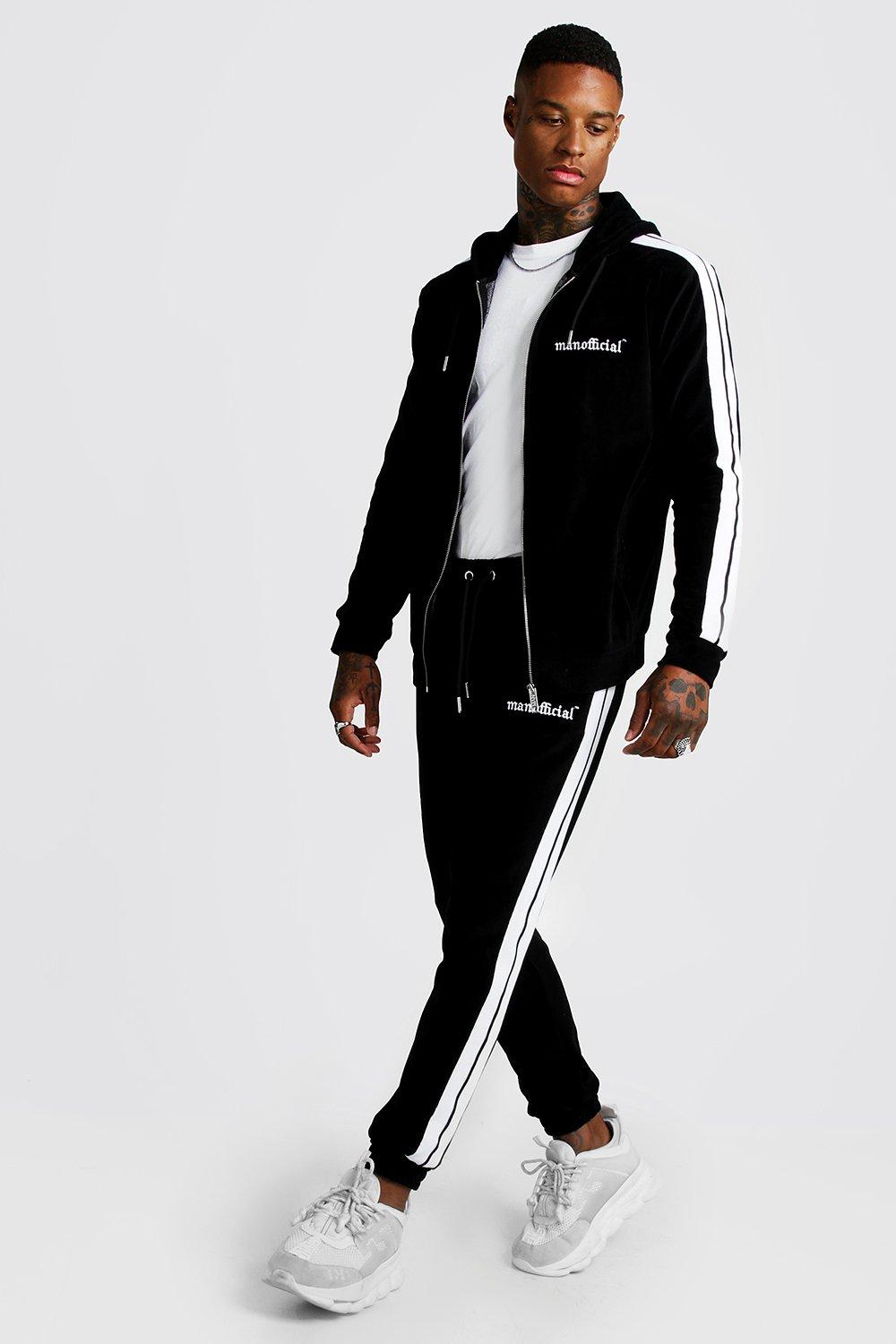 boohooman black and white tracksuit