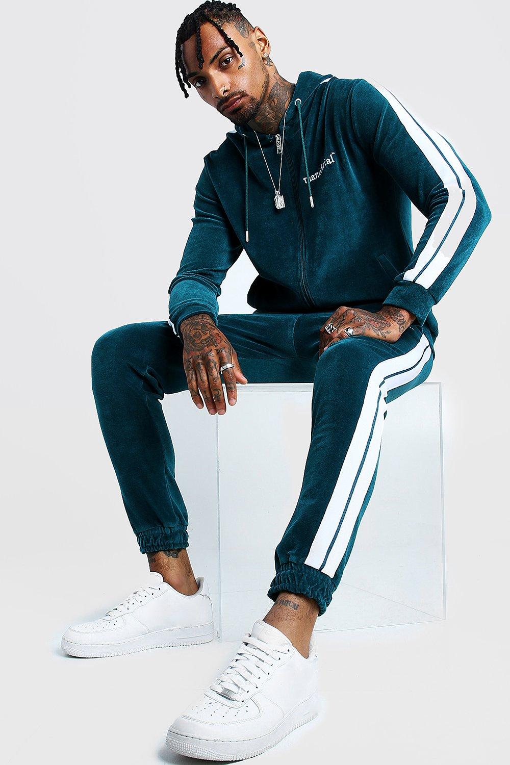 boohooman velour tracksuit