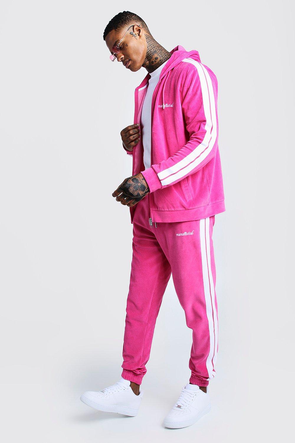 pink velour tracksuit mens