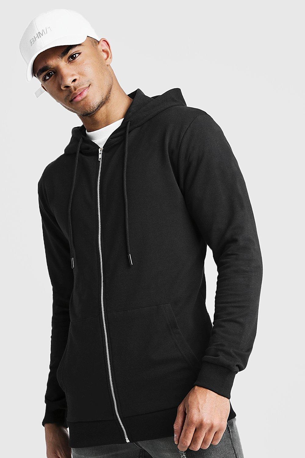 muscle fit zip hoodie