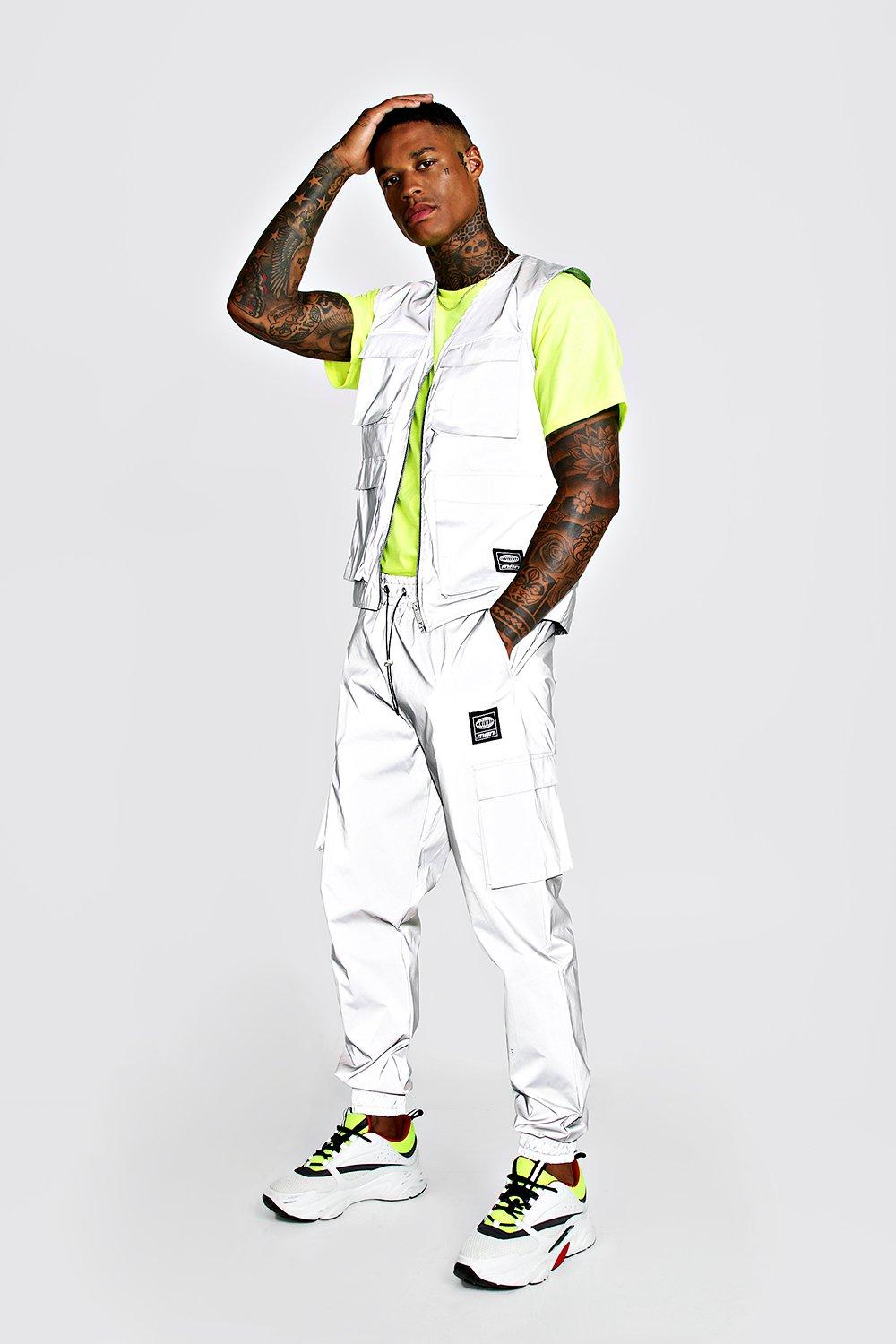 boohooman reflective joggers