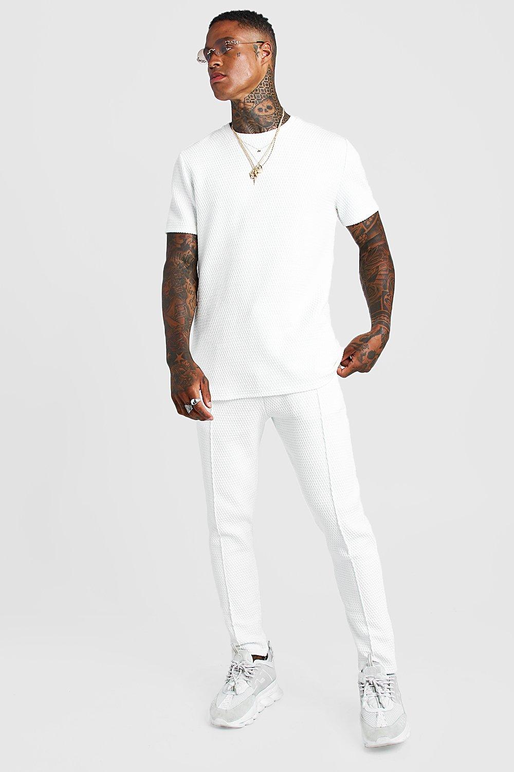 boohooman white joggers