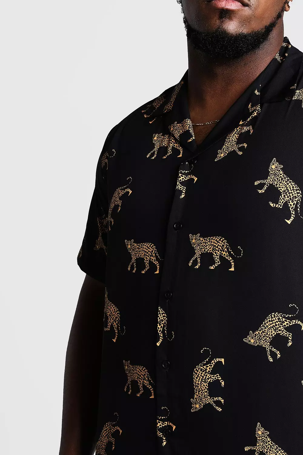 cheetah collar shirt