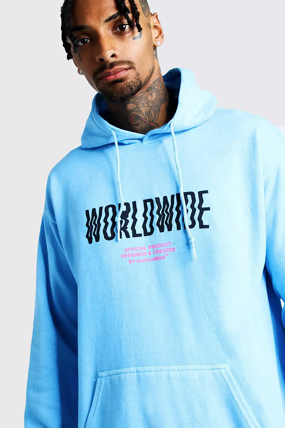 Boohooman blue online hoodie