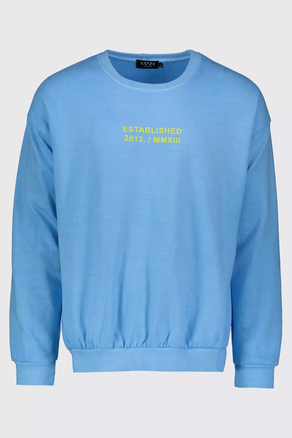 boohooMAN Mens Oversized Brooklyn NYC Sweatshirt - Blue