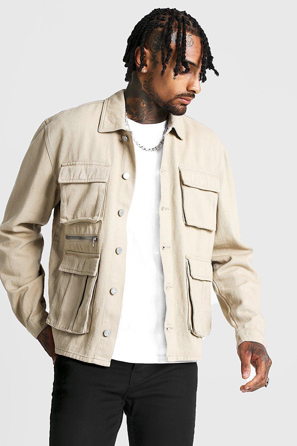 Utility Zip Detail Denim Jacket Boohooman