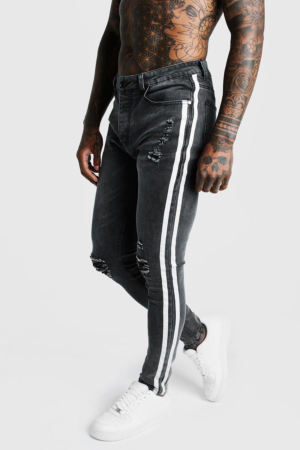 mens jeans with side tape