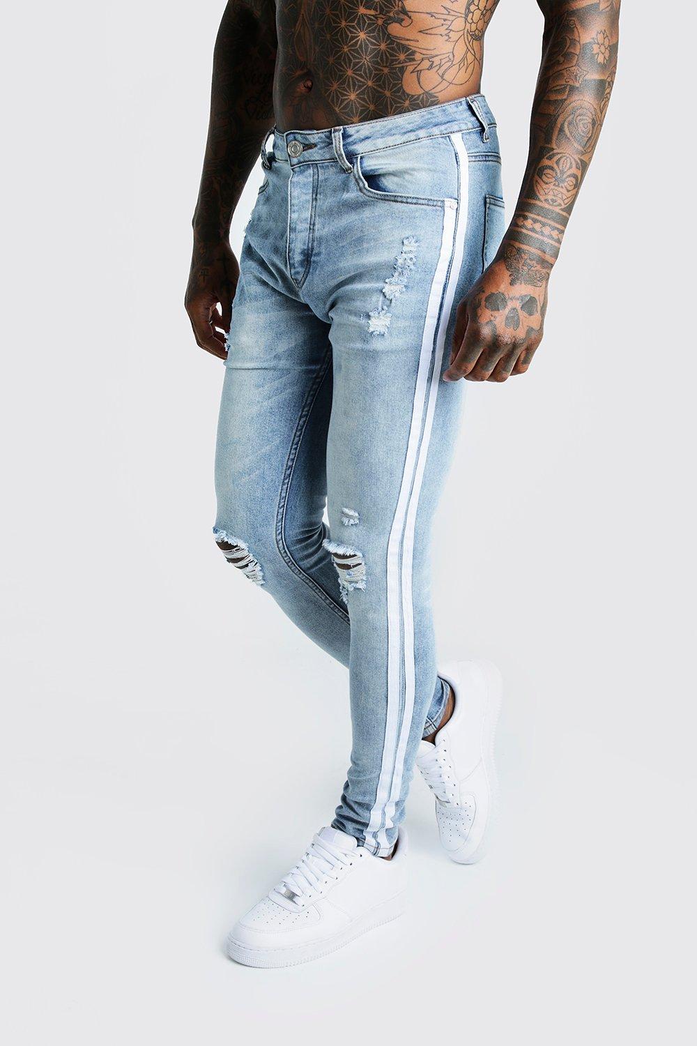 mens jeans with side tape