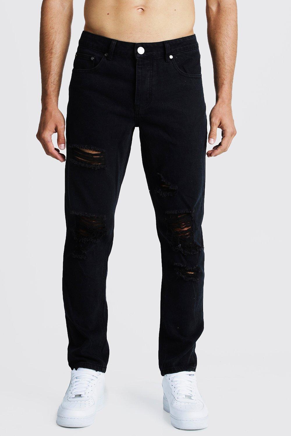 

Приталенные джинсы из жесткого денима с эффектом поношенности, Washed black