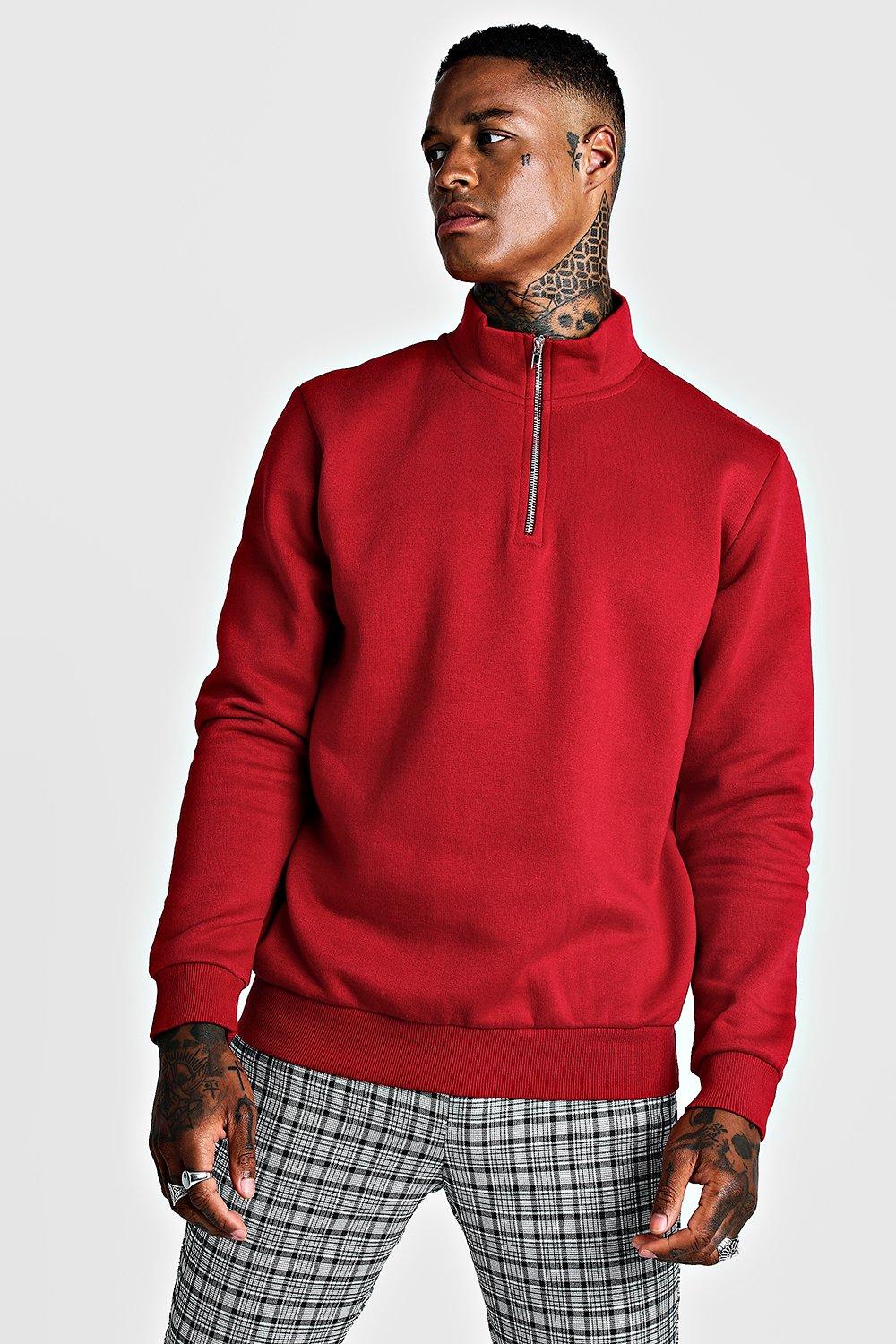 mens red half zip sweater