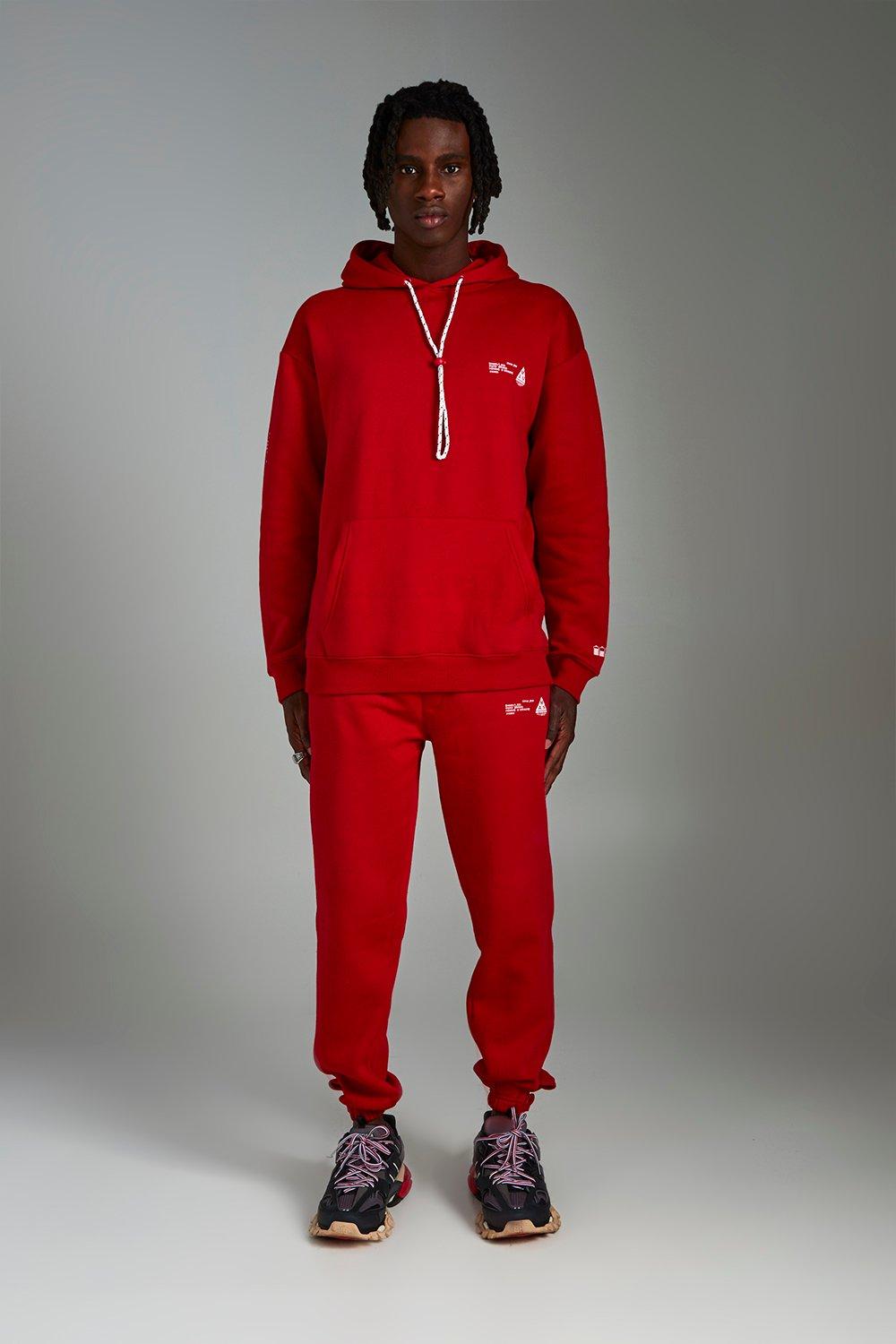 

Спортивный костюм MAN свободного кроя с принтом спереди и сзади, Red