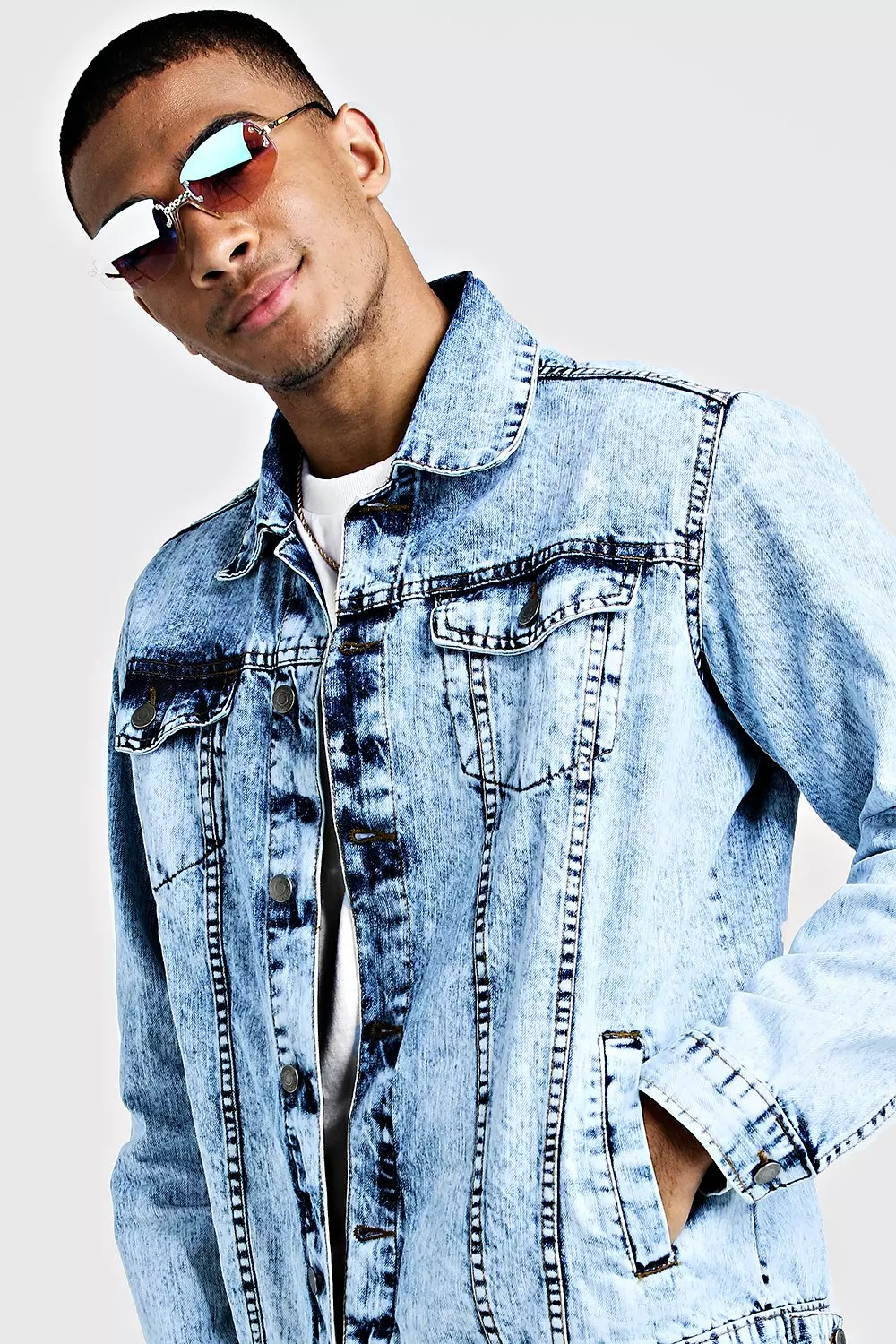 Mens acid best sale wash denim jacket