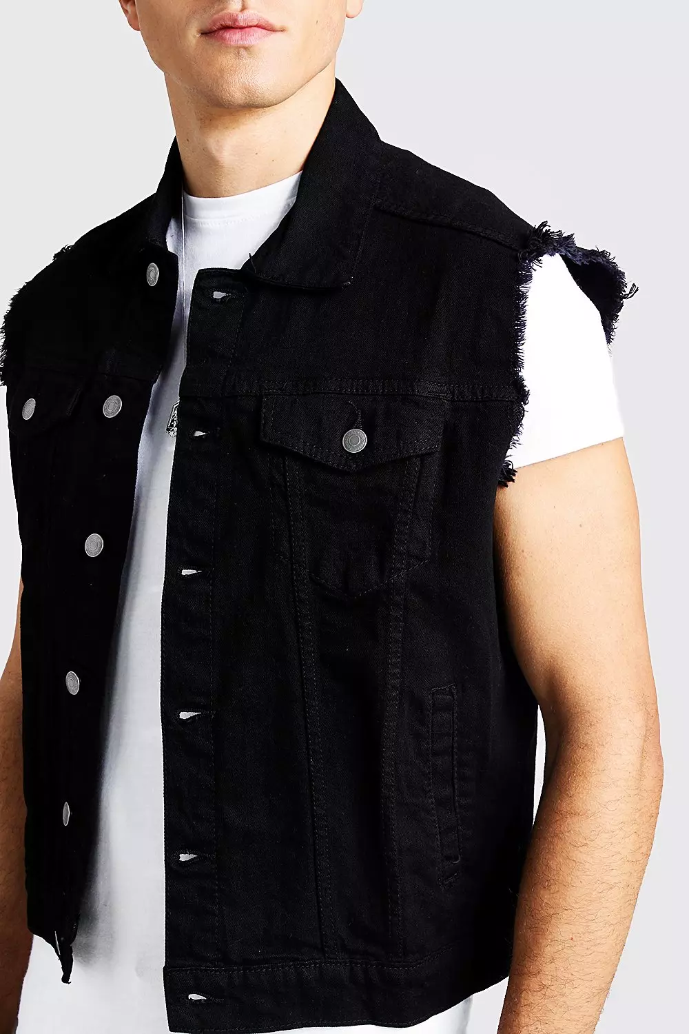 Sleeveless black denim store jacket