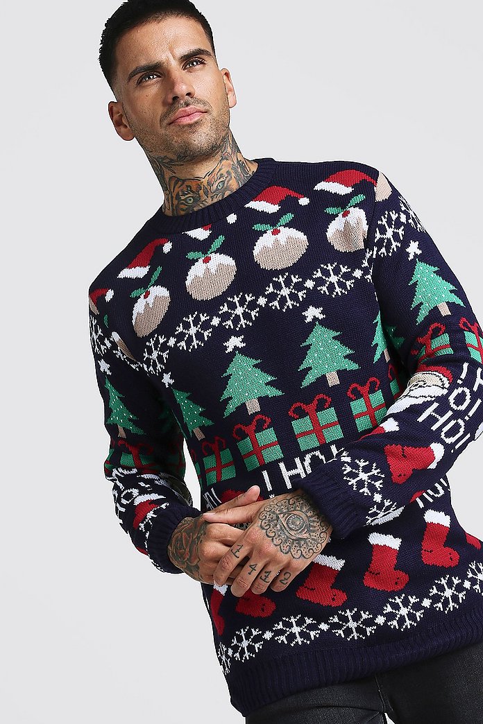 All Over Festive Knitted Christmas Jumper | boohooMAN Australia All Over Festive Knitted Christmas Jumper | boohooMAN Australia