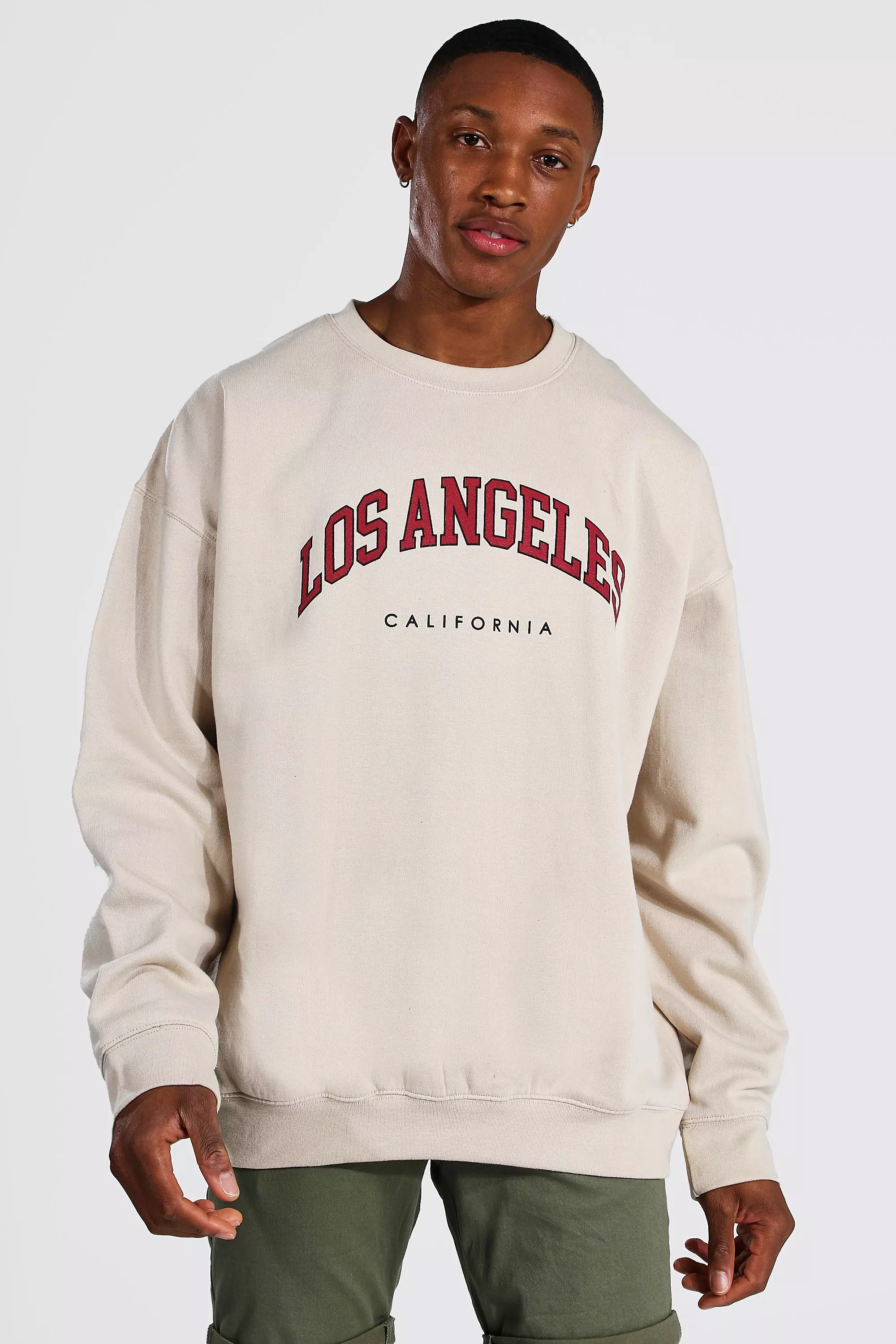 Oversized Los Angeles Printed Sweatshirt | boohooMAN USA