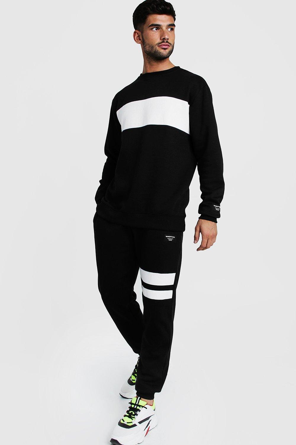 

Спортивный костюм со свитером MAN с контрастными вставками, Black