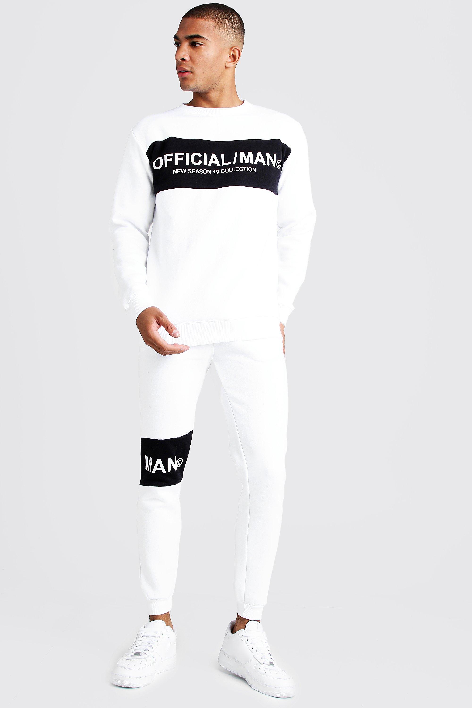 boohooman black and white tracksuit