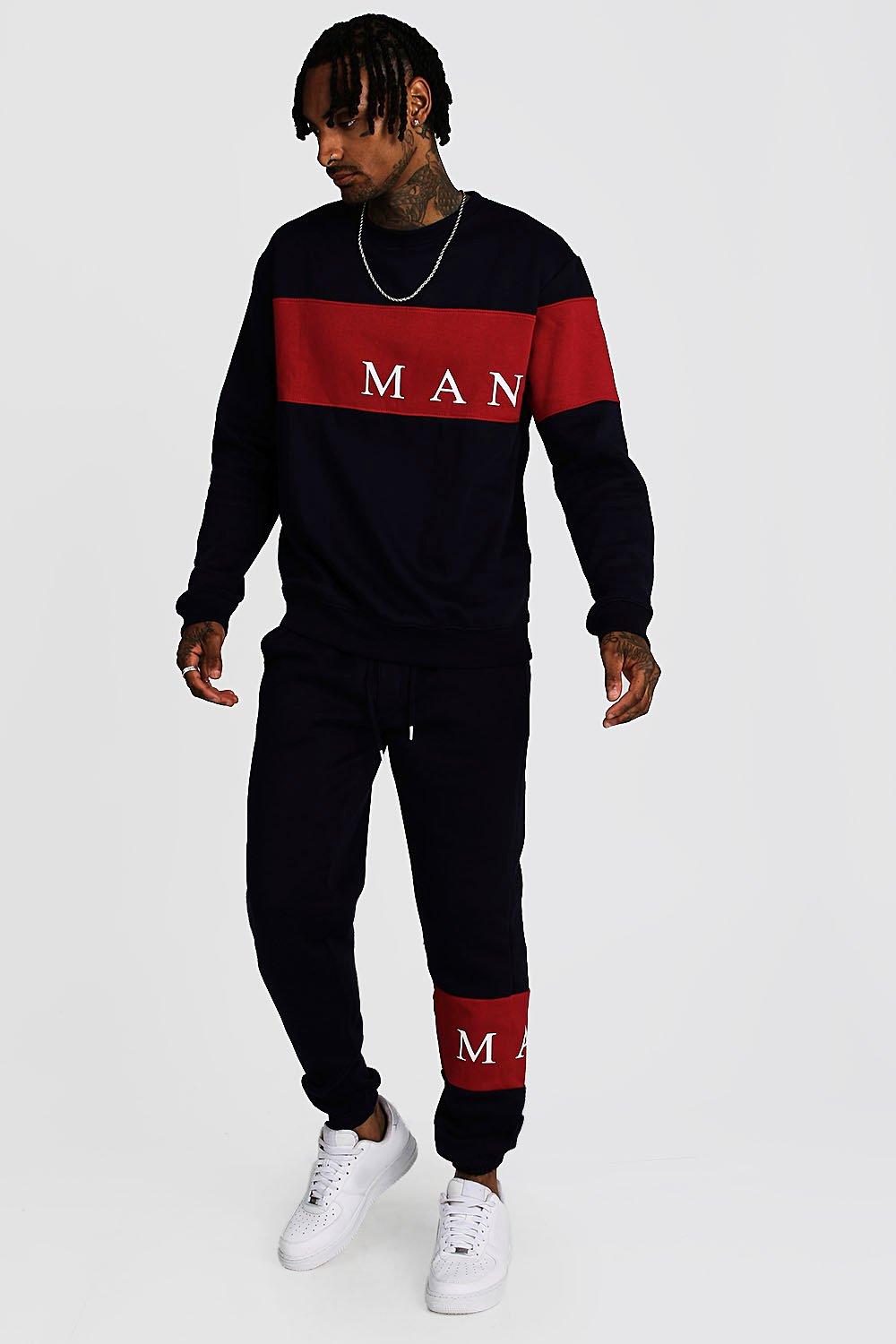 boohooman beige tracksuit