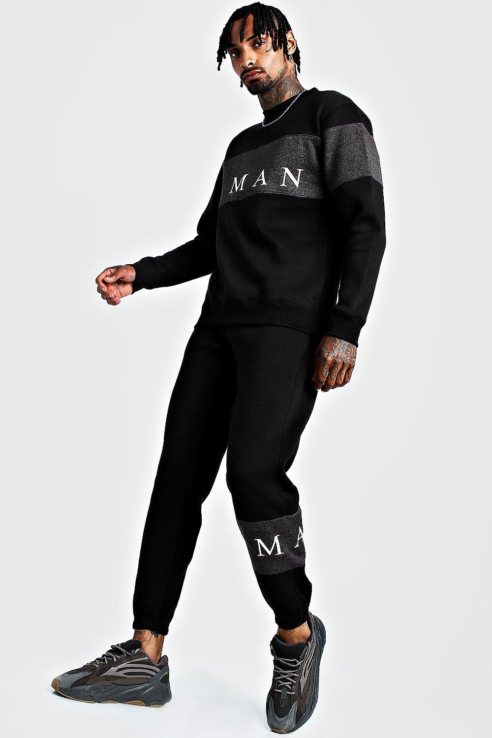

Спортивный костюм MAN со свитшотом с контрастной вставкой, Black